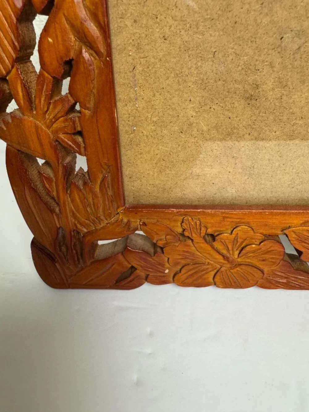 Hawaii Hibiscus Floral Carved Wooden Picture Frame